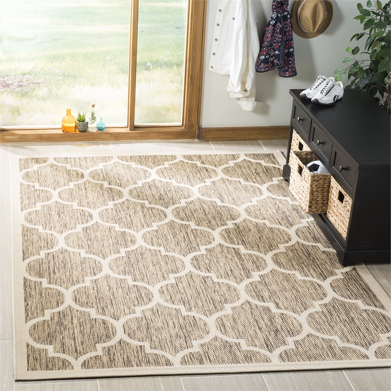 Pemberly Row Polypropylene Brown Indoor Outdoor Rug - Square 5'3