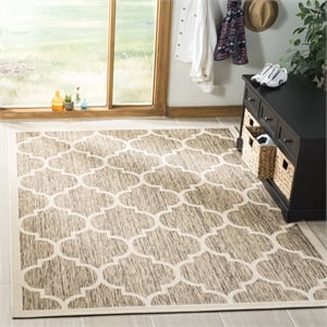 Pemberly Row Polypropylene Brown Indoor Outdoor Rug - Square 5'3&quot