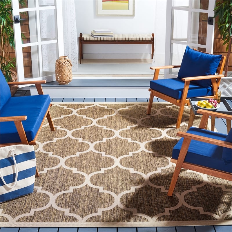 Pemberly Row Polypropylene Brown Indoor Outdoor Rug - Square 7'10