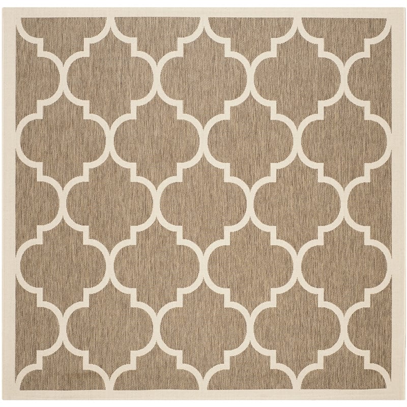 Pemberly Row Polypropylene Brown Indoor Outdoor Rug - Square 7'10