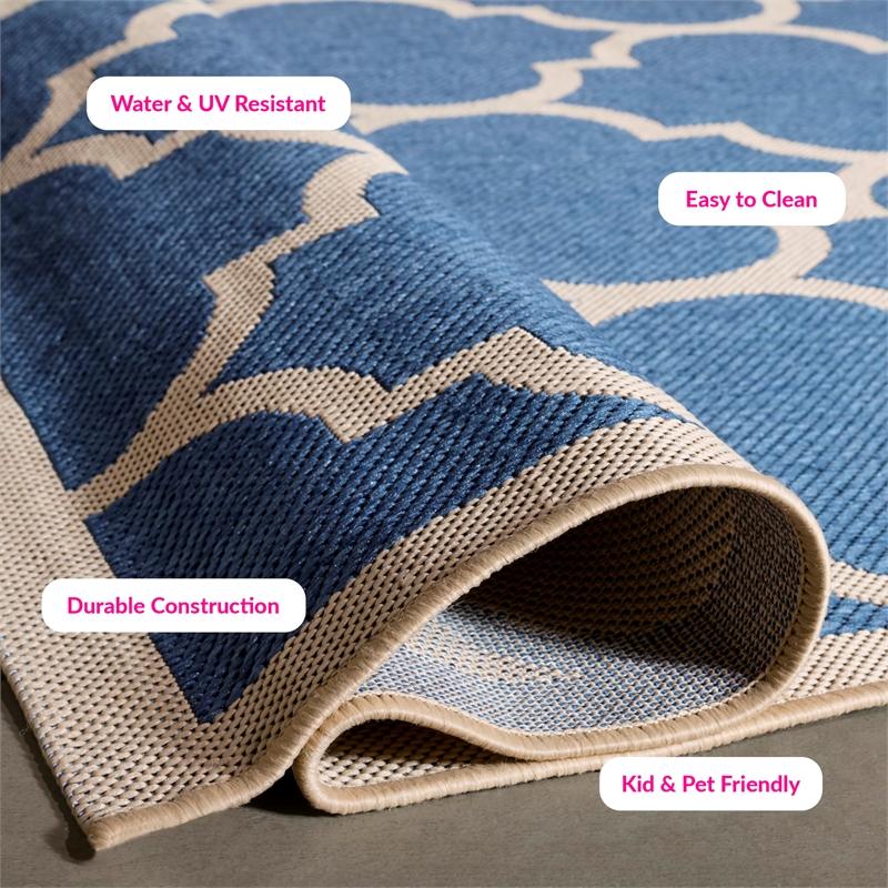 Pemberly Row Polypropylene Blue Indoor Outdoor Rug - 2' x 3'7