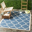Pemberly Row Polypropylene Blue Indoor Outdoor Rug - 2'7