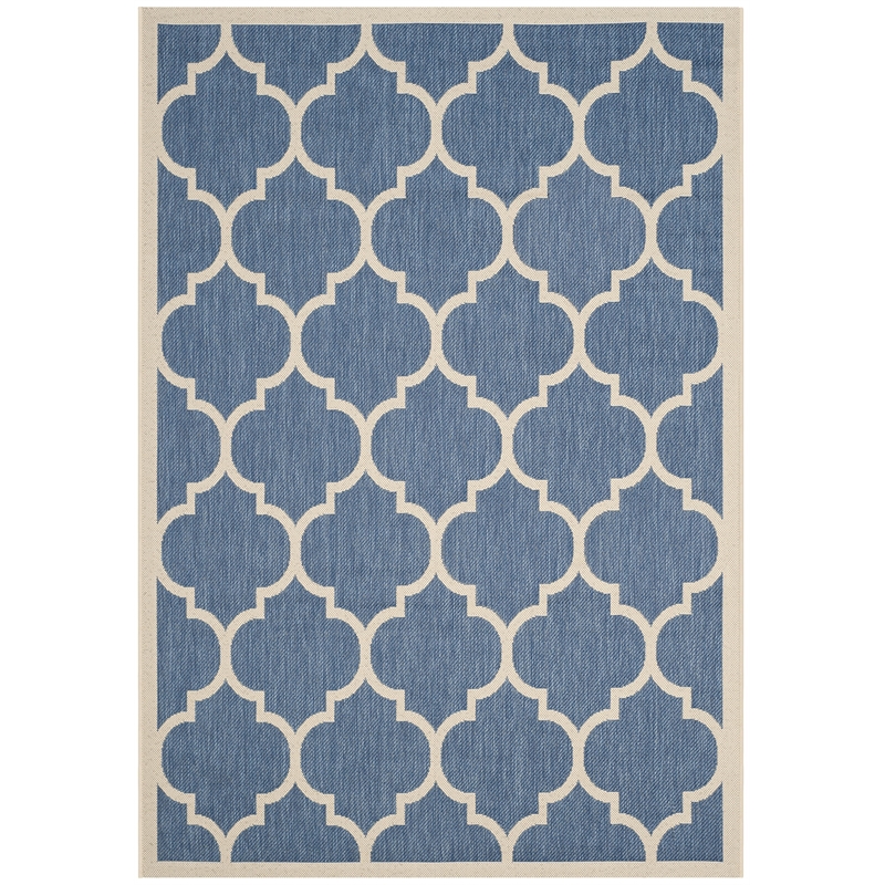 Pemberly Row Polypropylene Blue Indoor Outdoor Rug - 4' x 5'7