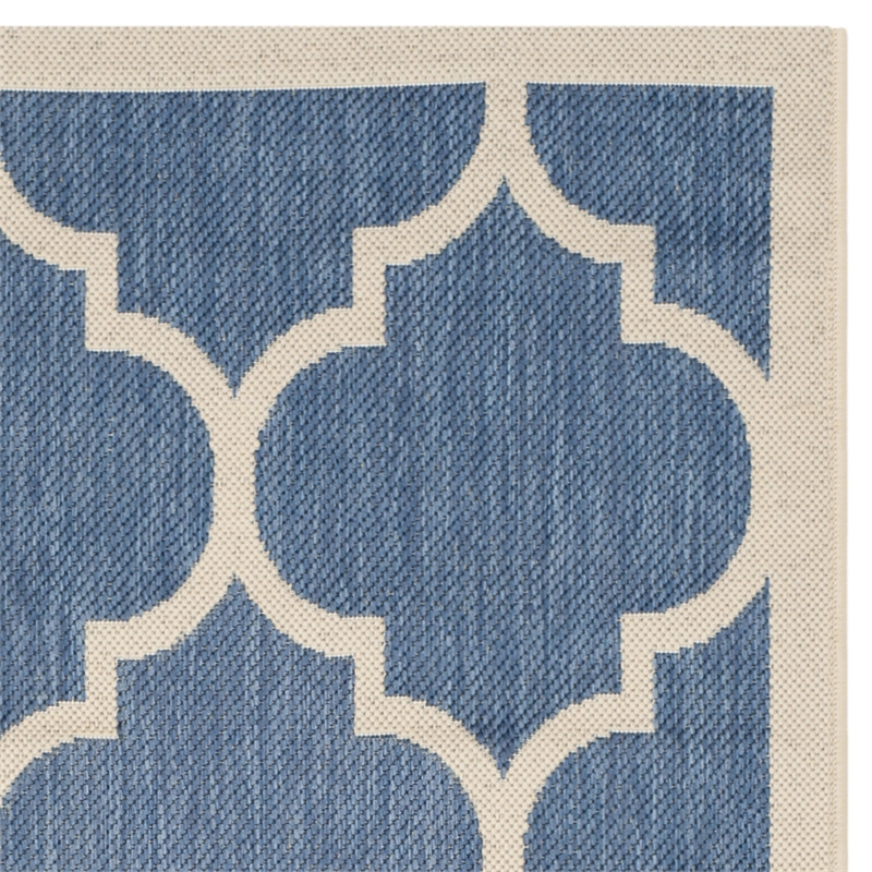 Pemberly Row Polypropylene Blue Indoor Outdoor Rug - 4' x 5'7