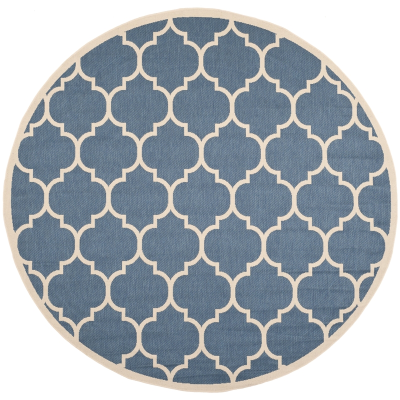 Pemberly Row Polypropylene Blue Indoor Outdoor Rug - Round 5'3