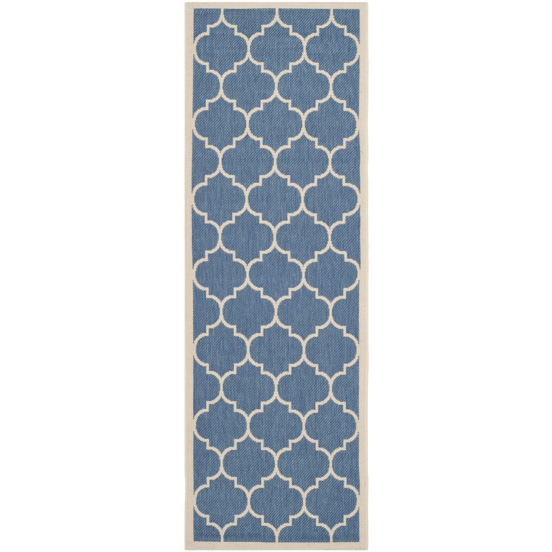 Pemberly Row Polypropylene Blue Indoor Outdoor Rug - Runner 2'3