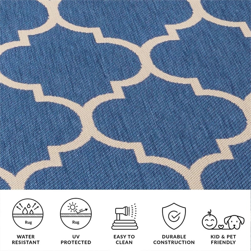 Pemberly Row Polypropylene Blue Indoor Outdoor Rug - Runner 2'3