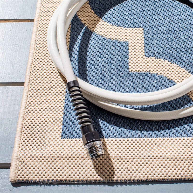 Pemberly Row Polypropylene Blue Indoor Outdoor Rug - Square 4'