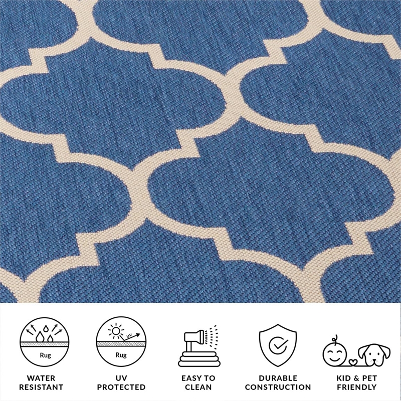 Pemberly Row Polypropylene Blue Indoor Outdoor Rug - Square 4'