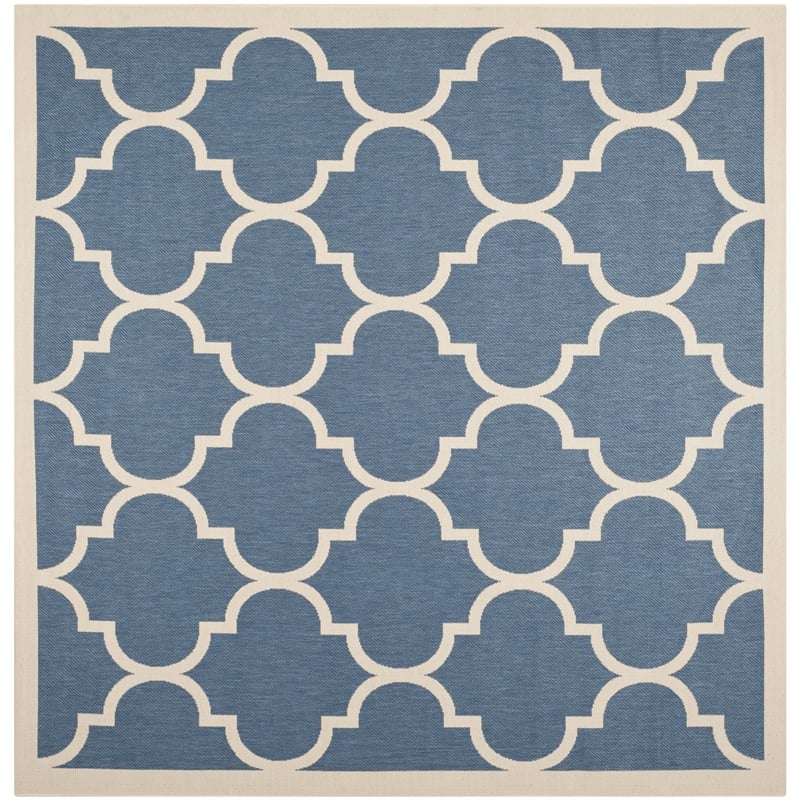 Pemberly Row Polypropylene Blue Indoor Outdoor Rug - Square 5'3