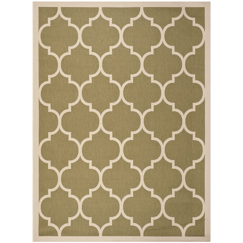 Pemberly Row Polypropylene Green Indoor Outdoor Rug - 8' x 11'