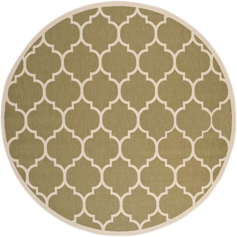Pemberly Row Polypropylene Green Indoor Outdoor Rug - Round 7'10