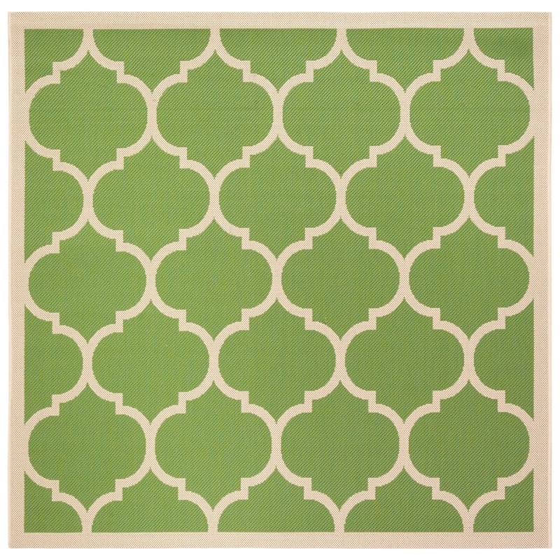 Pemberly Row Polypropylene Green Indoor Outdoor Rug - Square 5'3
