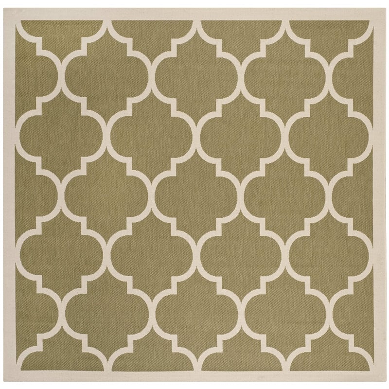 Pemberly Row Polypropylene Green Indoor Outdoor Rug - Square 7'10