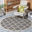 Pemberly Row Polypropylene Anthracite Indoor Outdoor Rug - Round 4'