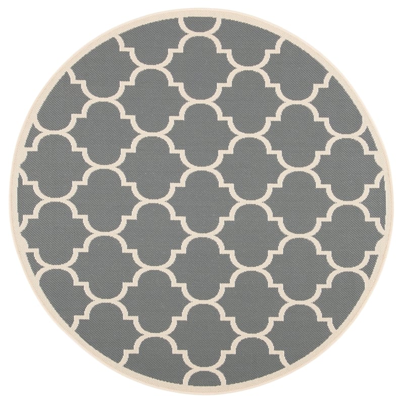 Pemberly Row Polypropylene Anthracite Indoor Outdoor Rug - Round 5'3