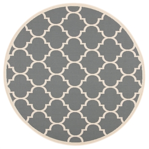 Pemberly Row Polypropylene Anthracite Indoor Outdoor Rug - Round 5'3&quot
