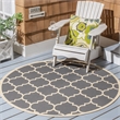 Pemberly Row Polypropylene Anthracite Indoor Outdoor Rug - Round 6'7