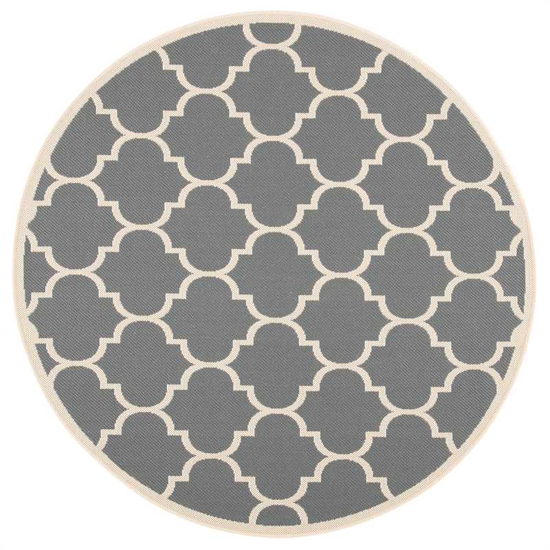 Pemberly Row Polypropylene Anthracite Indoor Outdoor Rug - Round 7'10