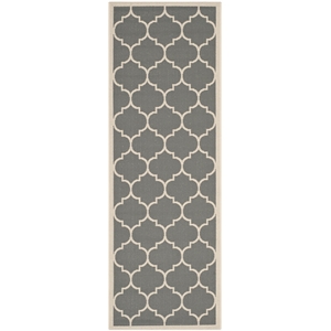 Pemberly Row Polypropylene Anthracite Indoor Outdoor Rug - Runner 2'3&quot x 14'