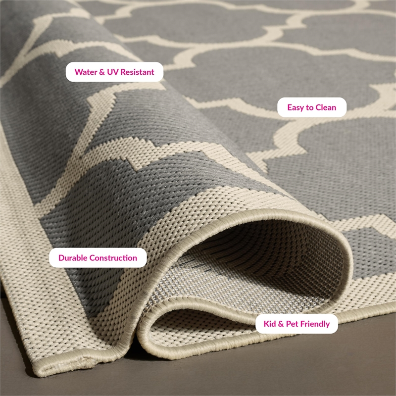 Pemberly Row Polypropylene Anthracite Indoor Outdoor Rug - Runner 2'3