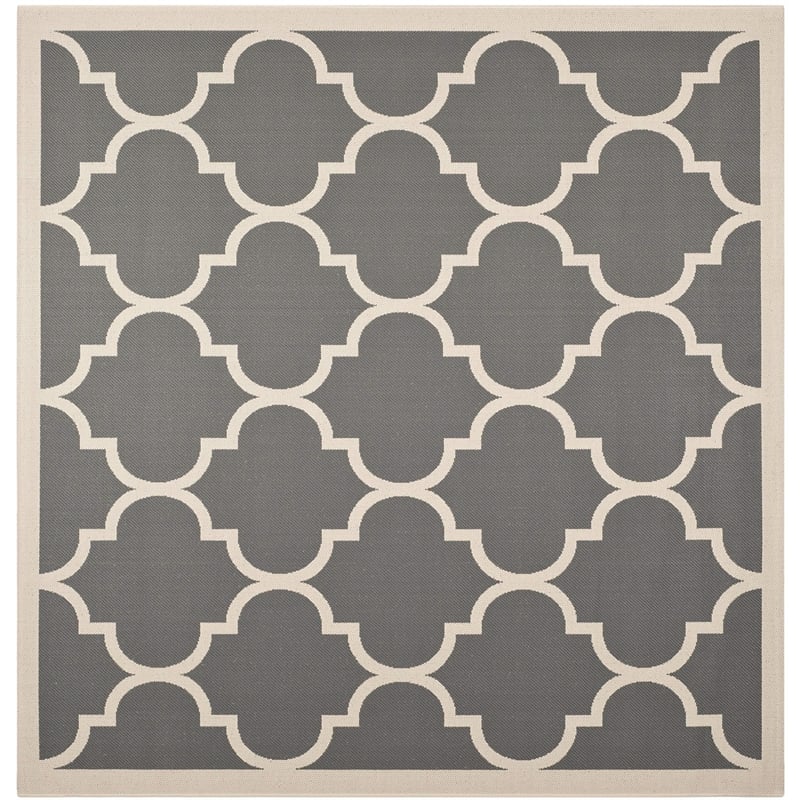 Pemberly Row Polypropylene Anthracite Indoor Outdoor Rug - Square 4'