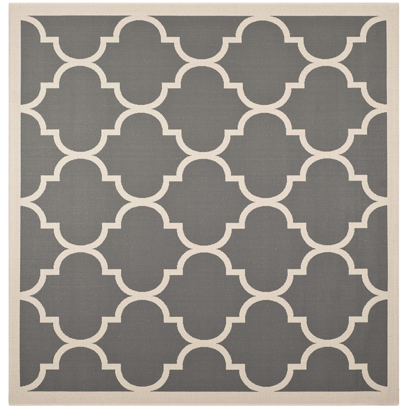 Pemberly Row Polypropylene Anthracite Indoor Outdoor Rug - Square 5'3