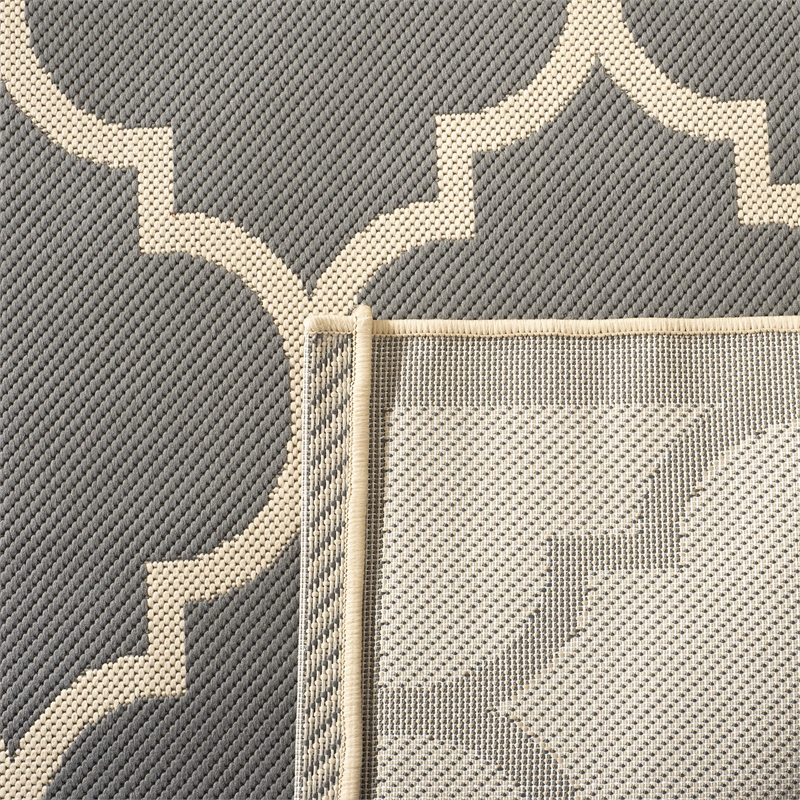 Pemberly Row Polypropylene Anthracite Indoor Outdoor Rug - Square 5'3