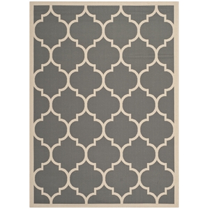 Pemberly Row Polypropylene Anthracite Indoor Outdoor Rug - Square 6'7&quot