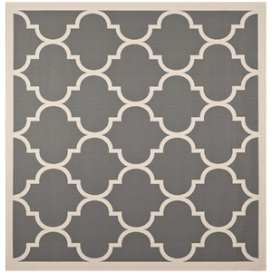 Pemberly Row Polypropylene Anthracite Indoor Outdoor Rug - Square 7'10&quot