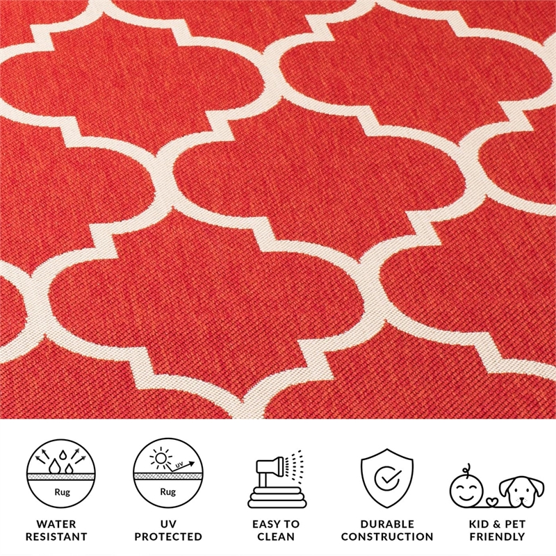 Pemberly Row Polypropylene Red Indoor Outdoor Rug - 2' x 3'7