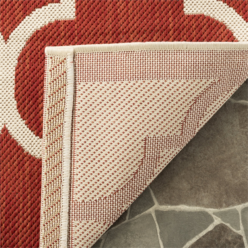 Pemberly Row Polypropylene Red Indoor Outdoor Rug - 2'7