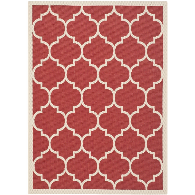 Pemberly Row Polypropylene Red Indoor Outdoor Rug - 4' x 5'7
