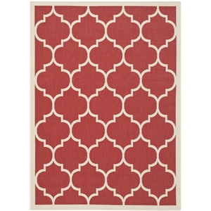 Pemberly Row Polypropylene Red Indoor Outdoor Rug - 4' x 5'7&quot