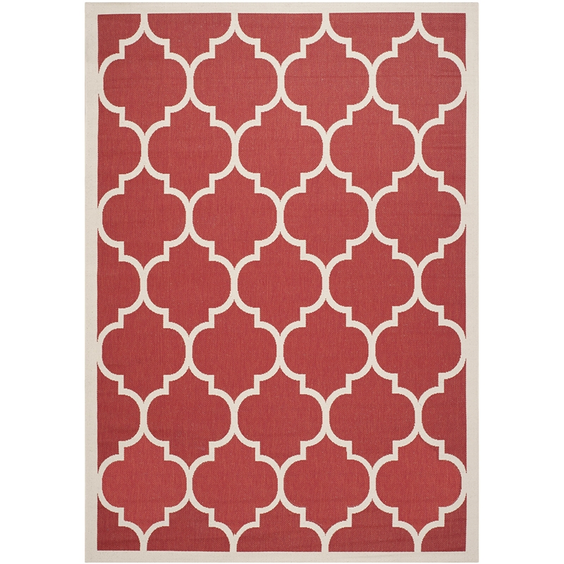 Pemberly Row Polypropylene Red Indoor Outdoor Rug - 5'3