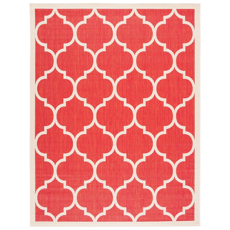 Pemberly Row Polypropylene Red Indoor Outdoor Rug - 9' x 12'