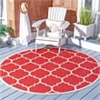 Pemberly Row Polypropylene Red Indoor Outdoor Rug - Round 7'10