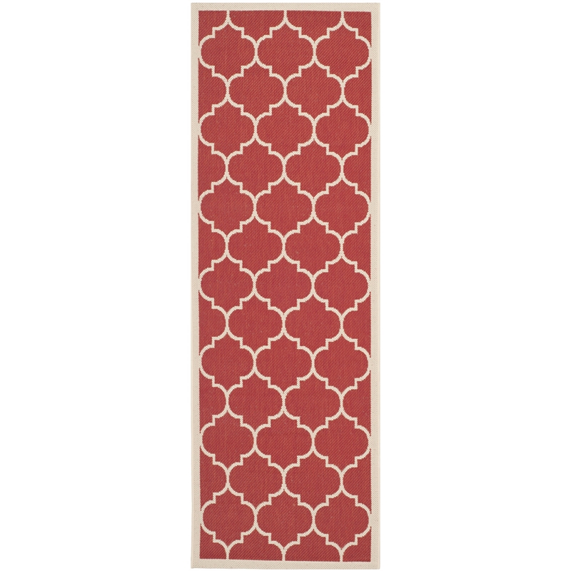 Pemberly Row Polypropylene Red Indoor Outdoor Rug - Runner 2'3