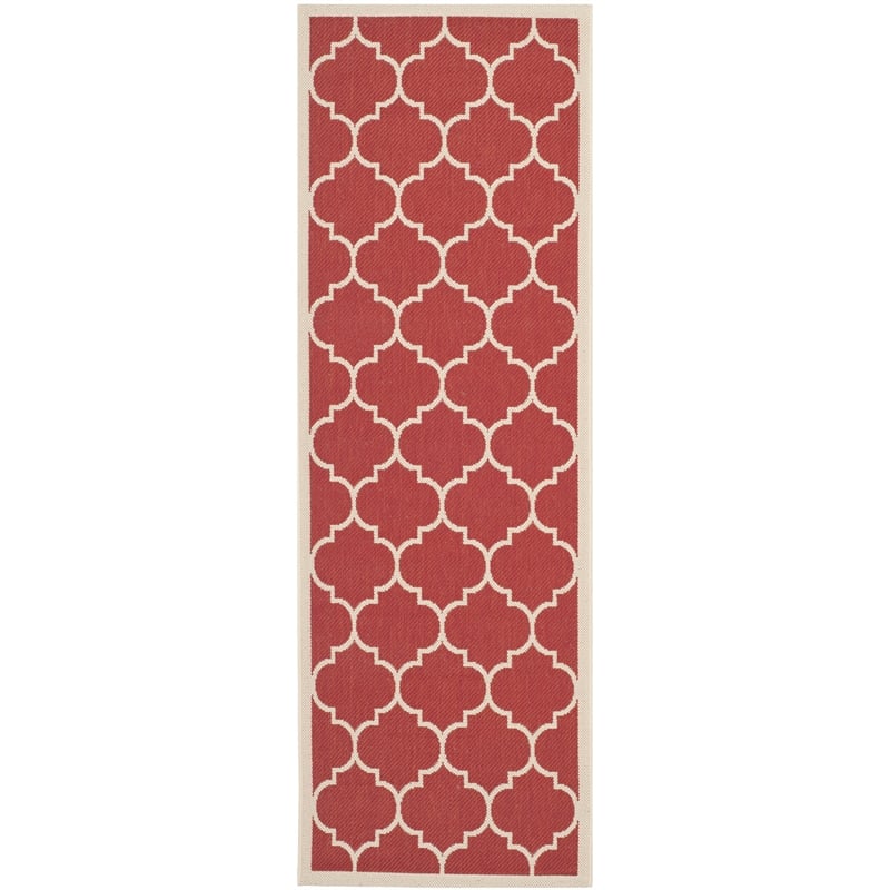 Pemberly Row Polypropylene Red Indoor Outdoor Rug - Runner 2'3