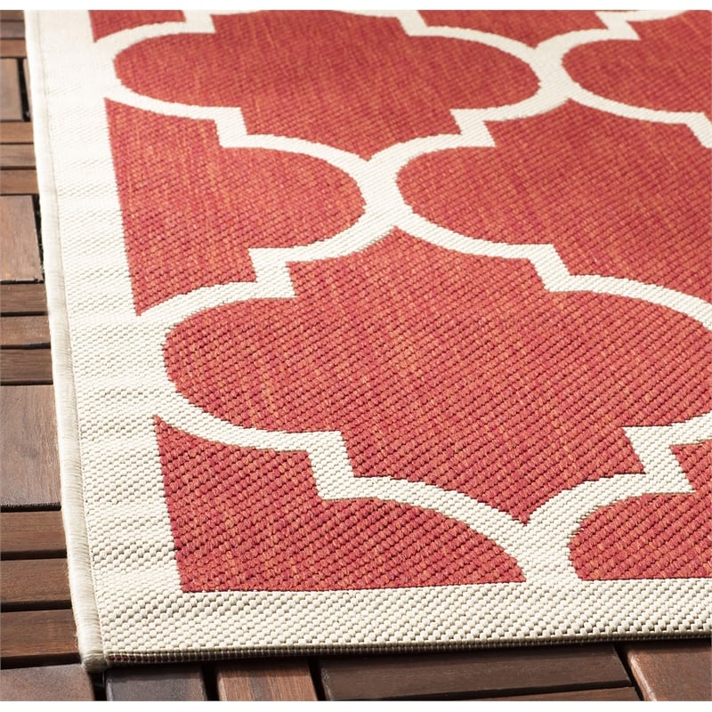 Pemberly Row Polypropylene Red Indoor Outdoor Rug - Runner 2'3