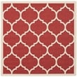 Pemberly Row Polypropylene Red Indoor Outdoor Rug - Square 5'3