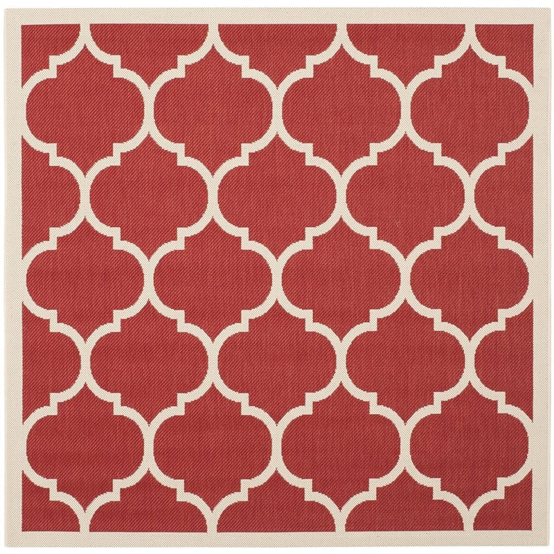 Pemberly Row Polypropylene Red Indoor Outdoor Rug - Square 7'10