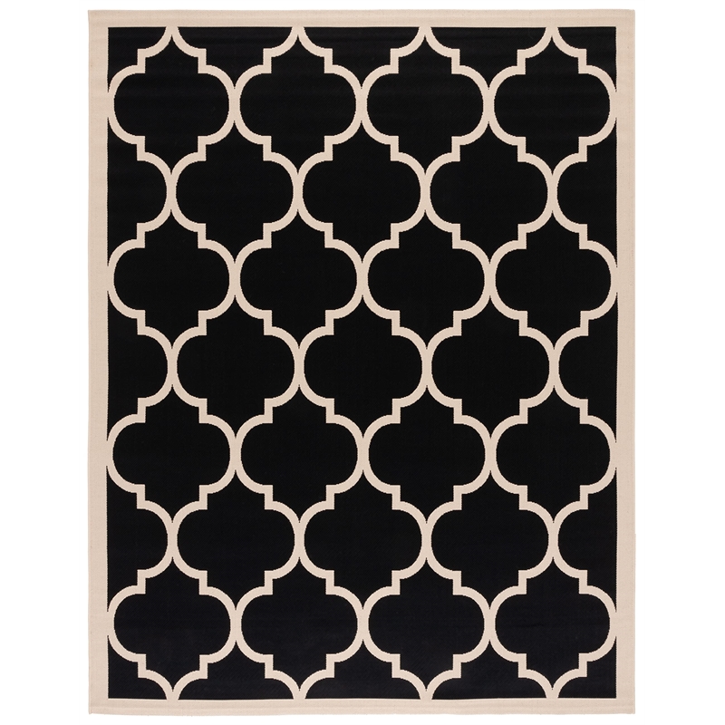 Pemberly Row Polypropylene Black Indoor Outdoor Rug - 9' x 12'