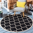Pemberly Row Polypropylene Black Indoor Outdoor Rug - Round 4'