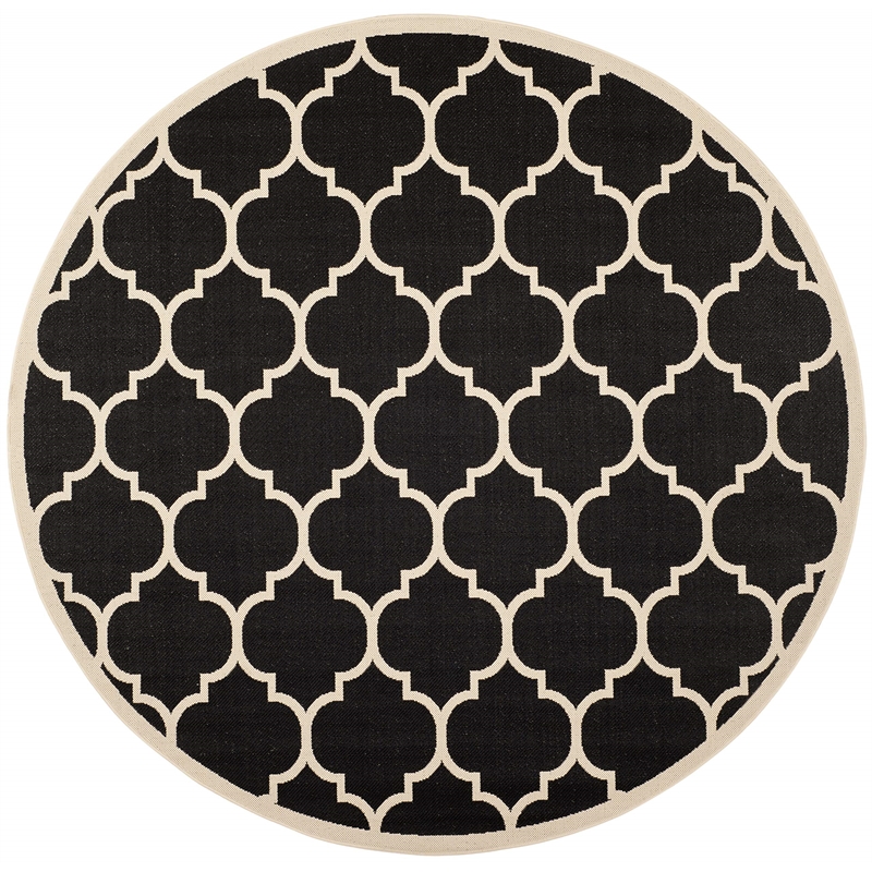 Pemberly Row Polypropylene Black Indoor Outdoor Rug - Round 7'10