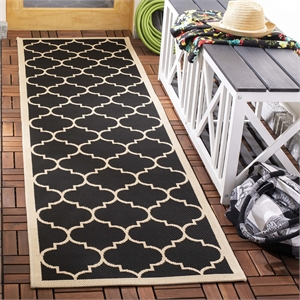 Pemberly Row Polypropylene Black Indoor Outdoor Rug - Runner 2'3&quot x 14'