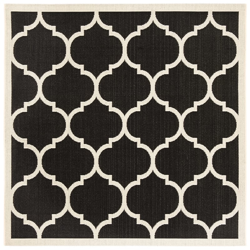 Pemberly Row Polypropylene Black Indoor Outdoor Rug - Square 4'