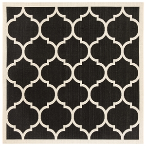 Pemberly Row Polypropylene Black Indoor Outdoor Rug - Square 4'