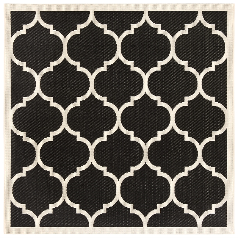 Pemberly Row Polypropylene Black Indoor Outdoor Rug - Square 5'3