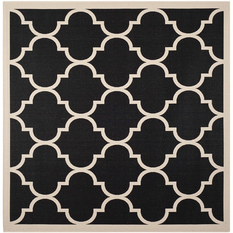 Pemberly Row Polypropylene Black Indoor Outdoor Rug - Square 7'10